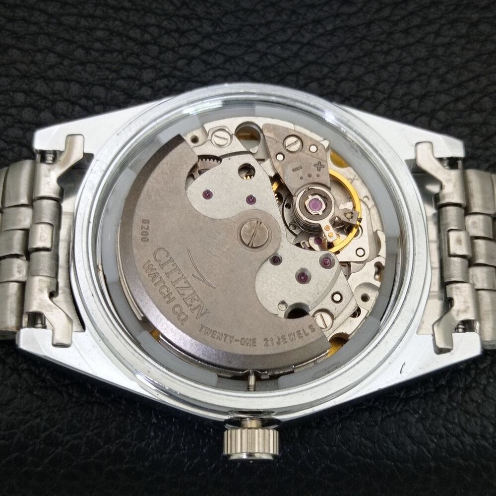 Vintage 1976 Citizen Automatic Mens Silver Watch W/daydate & Blue accents - Picture 9 of 10